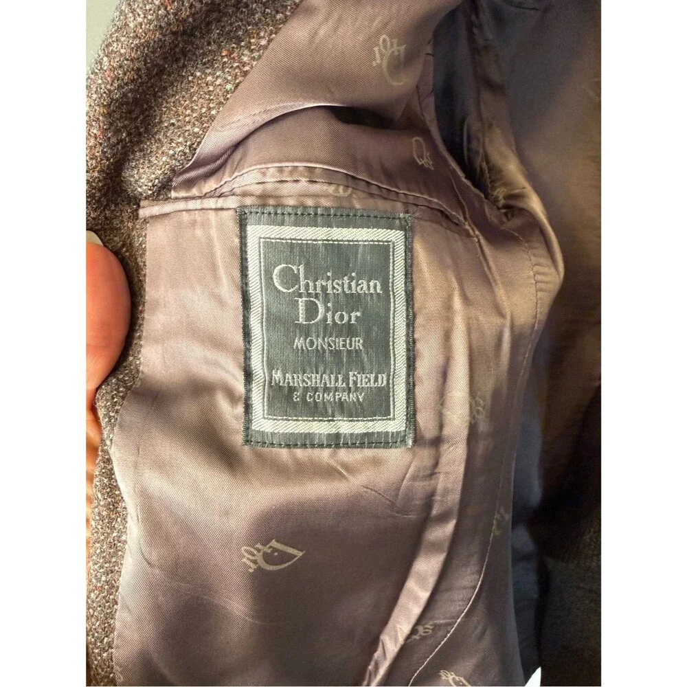 Vintage Christian Dior Monsieur Brown Tweed Blazer Sport Coat